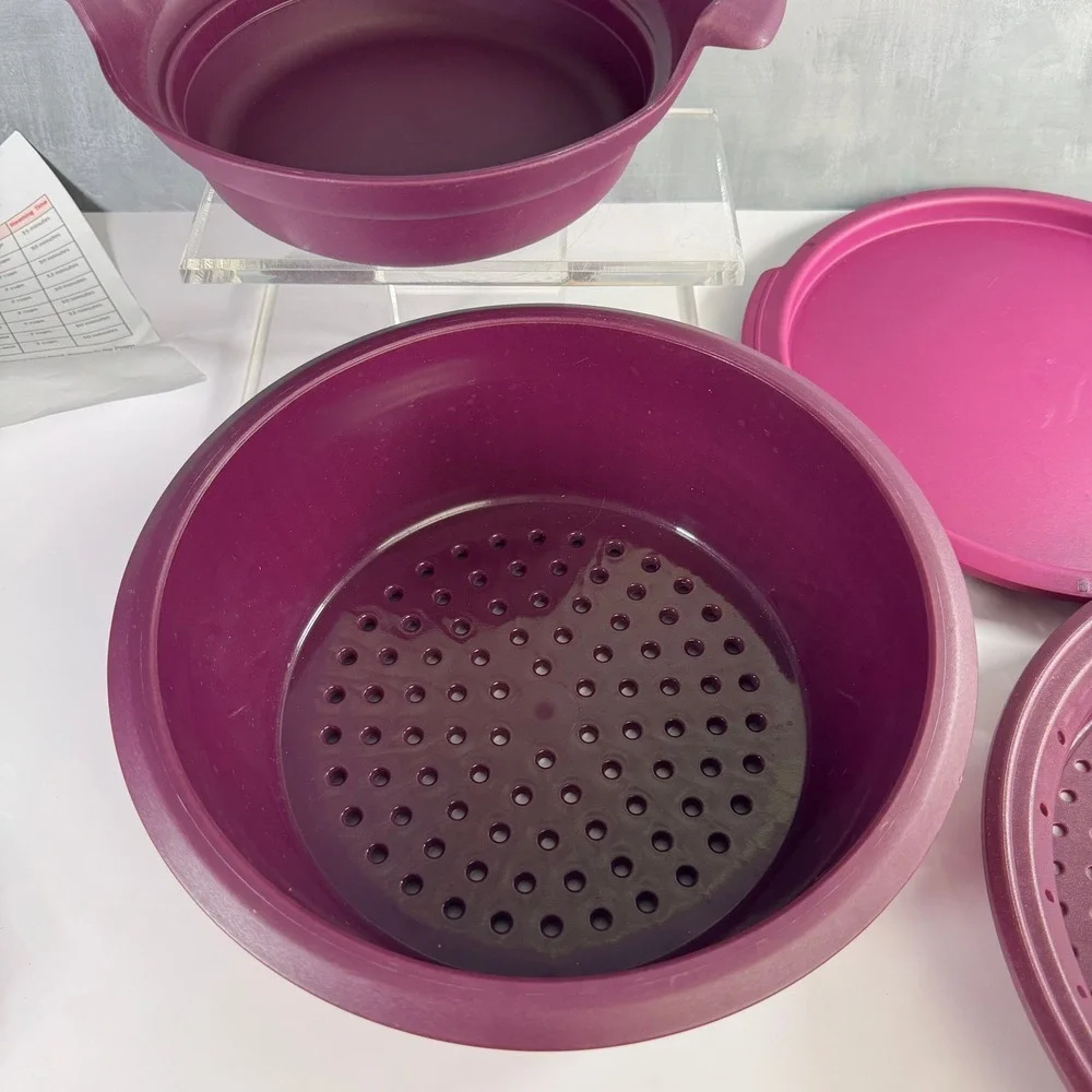 Tupperware Purple SMART STEAMER 4 Pc. Microwave Cooker Set